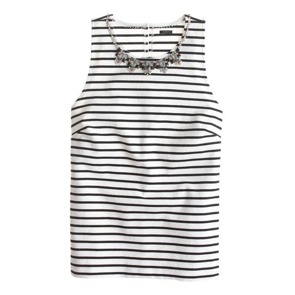 J CREW Jewel Neck Striped Ponte Sleeveless Tank Top